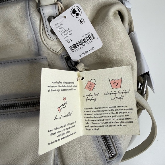 Free People Baby Emerson Tote Bag White Salt Neutral - Leather - NWT - Picture 5 of 8